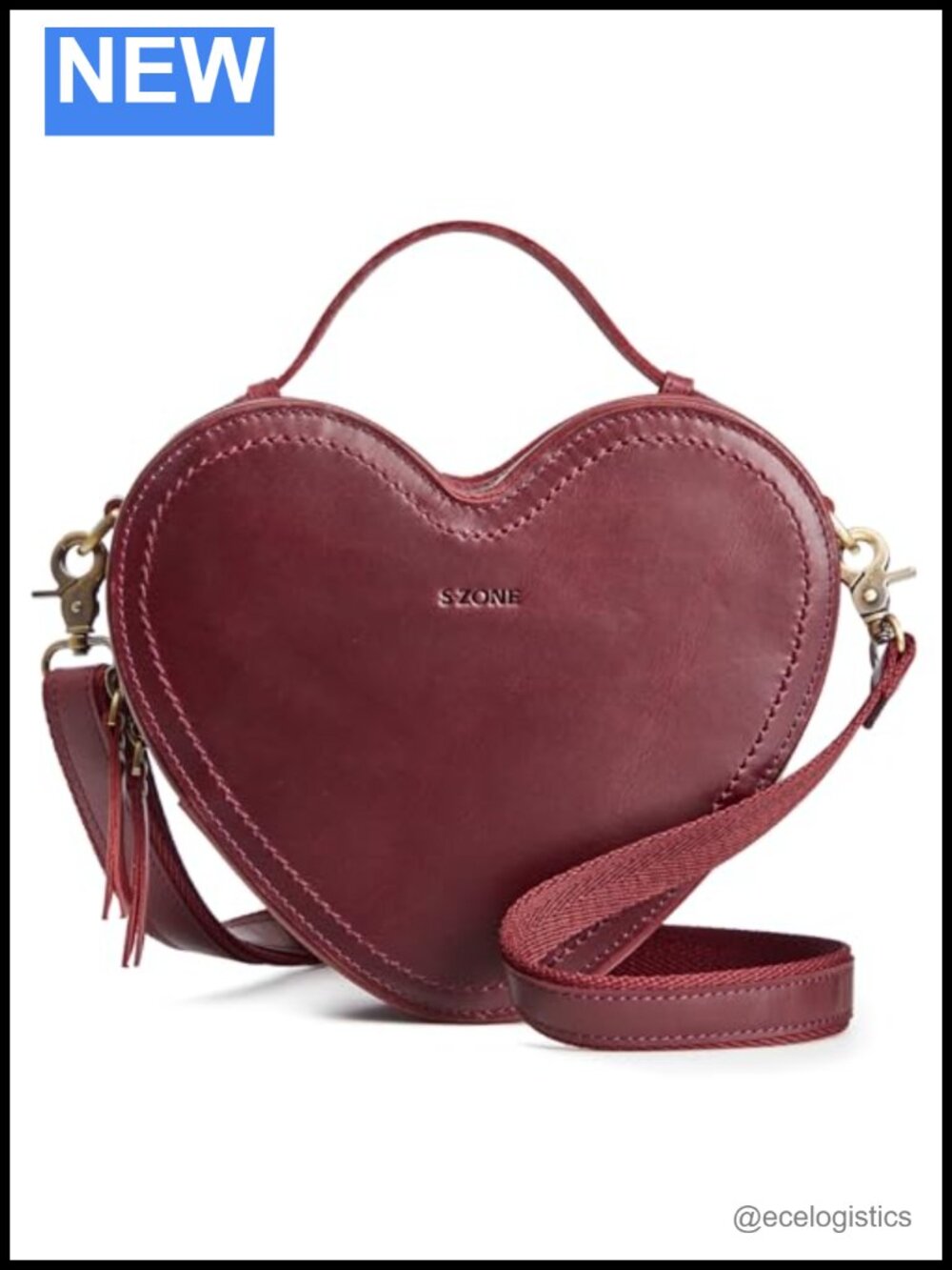 Heart Shaped Crossbody Bag Crazy Horse Leather